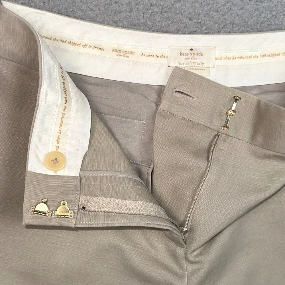Kate Spade Davis Capri Pants Womens 6 Tan Khaki Stretch Ankle Trouser Casual